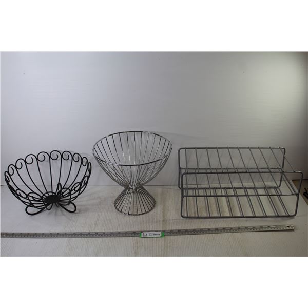 (2) Fruit Bowls + Rack