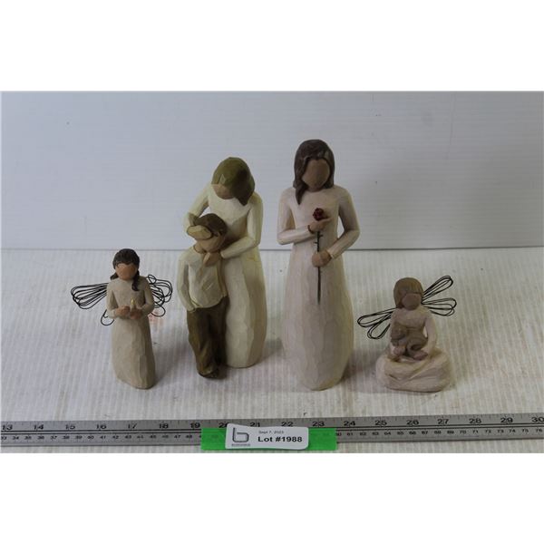 (4) Figurines Willow Tree Angel of Warmth, Kindness, Willow Tree Love, Willow Tree Mother and Son