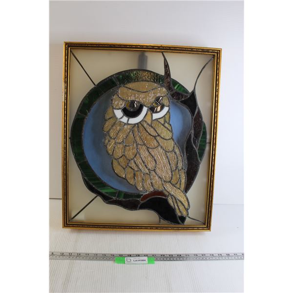 Large Stained Glass Vintage Light Up Owl - 19  x 23 1/2 