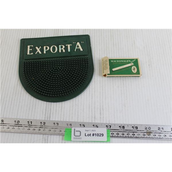 Export "A" Change Mat, MacDonald's Cigarette Box