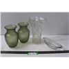 Image 1 : (3) Glass Vases and Glass Tray