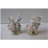 Image 4 : (12) Plates, Fabric Plate Mats, (2) Bunny Statues, Basket Statue