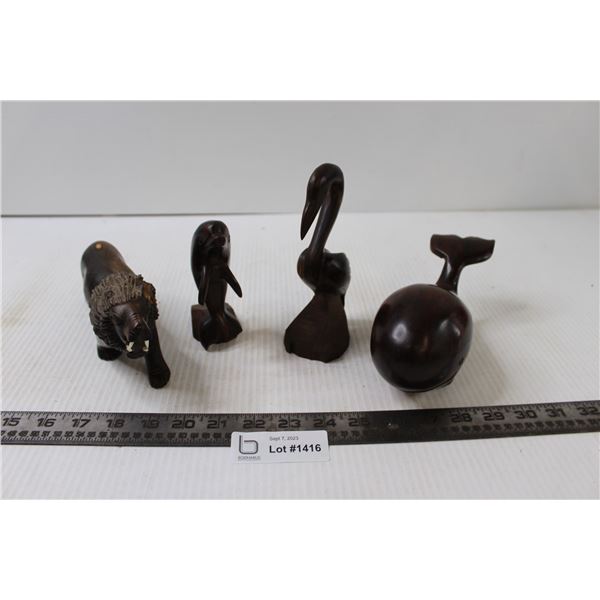 (4) Wooden Animal Decor Pieces