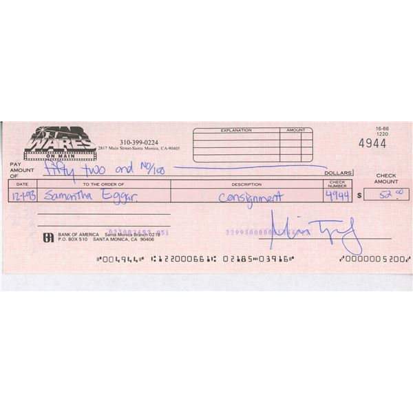 Samantha Eggar signed check