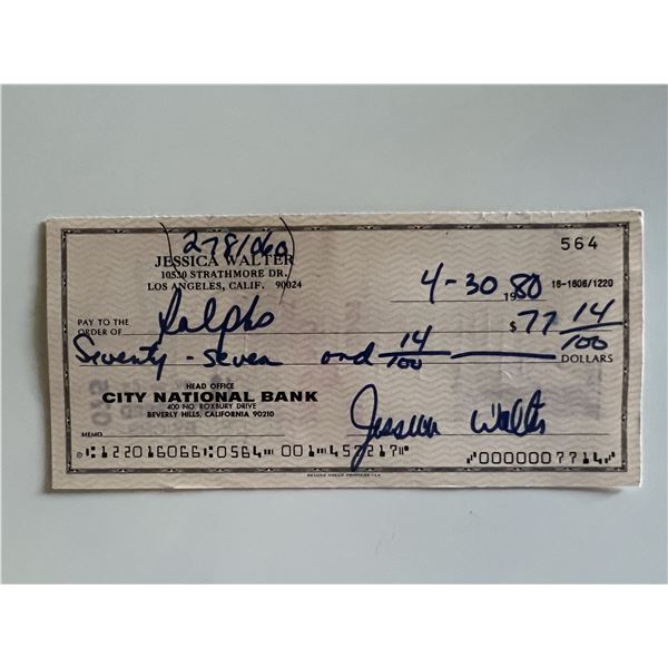 Jessica Walter signed check