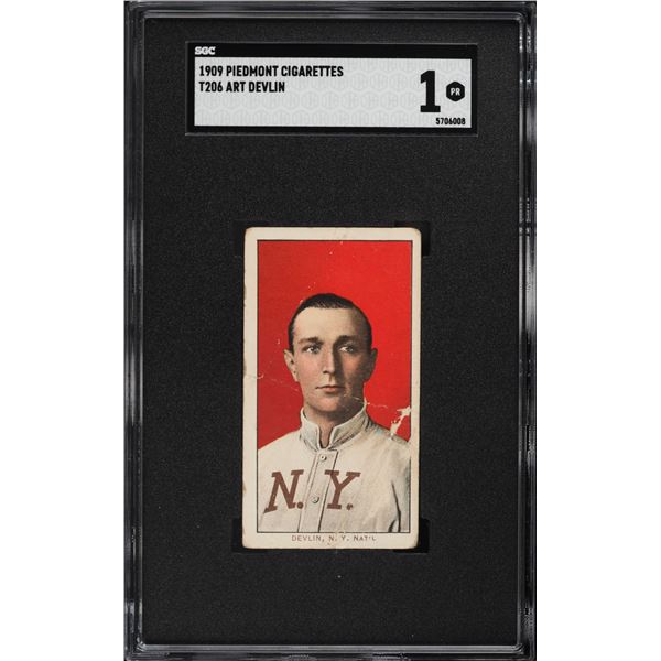 1909-11 T206 #121 Art Devlin (SGC 1)