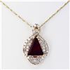 Image 2 : 2.25 ctw Rubellite Tourmaline and 0.69 ctw Diamond 14K Yellow Gold Pendant/Neckl