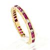 Image 7 : Vintage 18k Gold Channel French Ruby & Diamond Engraved Eternity Stack Band Ring