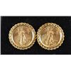Pair Of liberty 14K Gold Coin Earrings
