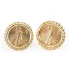 Image 2 : Pair Of liberty 14K Gold Coin Earrings