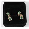 Image 1 : Pair Of Diamond & Emerald Earrings
