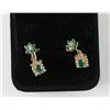 Image 2 : Pair Of Diamond & Emerald Earrings