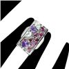 Image 1 : Natural Amethyst Aquamarine Rhodolite Garnet Ring