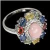 Image 2 : Natural Pink Opal & Sapphire Ring