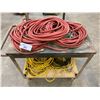 Image 1 : ROLLING METAL SHOP CART WITH AIRLINE HOSES & EXTENSION CORDS