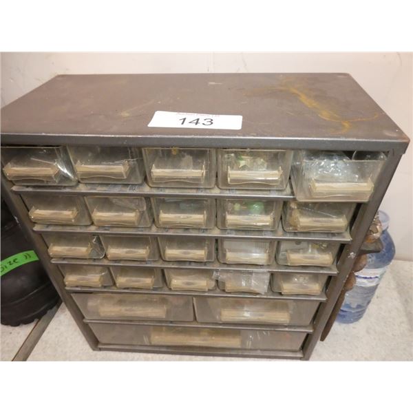 plastic bin organizer w/ contents