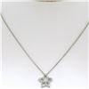 Image 4 : NEW 14K White Gold 16" 0.64 ctw Round Baguette Diamond Open Star Pendant Necklac