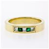 Image 4 : Unisex 18K Yellow Gold 0.33 ctw Princess Cut Diamond & Square Emerald Band Ring
