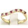 Image 1 : 14k Yellow Gold 0.41 ctw Prong FINE Round Ruby & Diamond Wavy Wave Band Ring