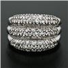 Image 2 : Vintage .900 Platinum 1.30 ctw Pave Diamond Wide Domed Triple Stacked Band Ring