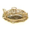 Image 4 : Vintage 14k Yellow Gold LARGE Filigree Open Frame Smokey Topaz Brooch Pendant