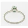 Image 7 : Vintage Platinum Etched Petite QUALITY .51 ctw Emerald Solitaire Ring Engagement