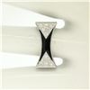Image 8 : 14K White Gold 0.30 ctw Diamond & Black Enamel Stone Finished Squared Band Ring