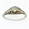 Image 7 : Antique Art Deco 18k White Gold 0.45 ctw European Diamond Solitaire Filigree Rin