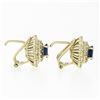 Image 4 : Estate 18k Yellow Gold 2.70 ctw Oval Sapphire Diamond Double Tiered Halo Earring