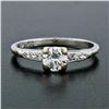 Image 2 : Antique Art Deco Platinum .65 ctw Transitional Diamond Engagement Ring w/ Accent