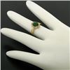 Image 3 : Vintage 14k Yellow Gold 1.15 ctw Green Tourmaline Solitaire & Diamond Halo Ring