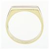 Image 8 : Vintage Solid 14k Tri Color Gold 6.1mm Wide Polished Squared Top 3 Row Band Ring