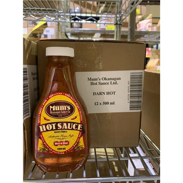 CASE OF 12 MOM'S OKANAGAN SAUCE AUTHENTIC HOME STYLE DARN HOT SAUCE (500ML EACH)