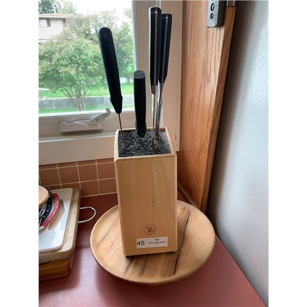 PC Knife Block and Knives and Lazy Suzan