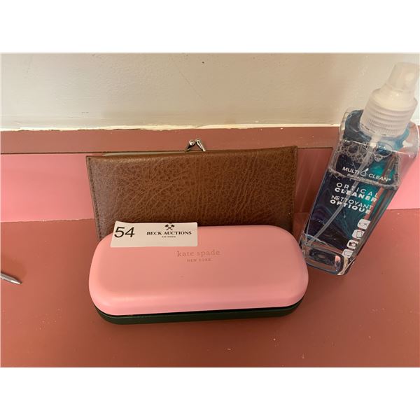 Leather Wallet, Kate Spade Glasses Case and Cleaner