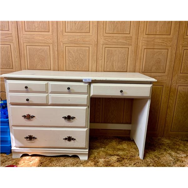 Vintage White Wooden Desk 48W x 17D x 30H