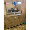 Image 1 : Vintage Wood Dresser 48L x 16W x 30H and Mirror 36L x 28H