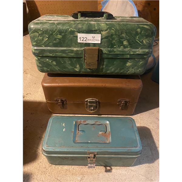 3 Vintage Tackle Boxes: Small, Medium, Large