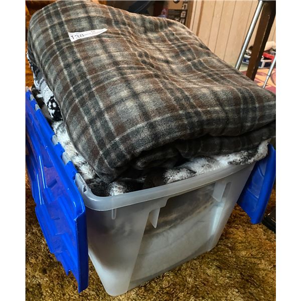 Medium Sized Tote of Assorted Fleece Blankets