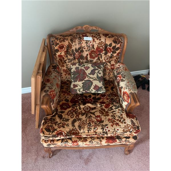 Vintage Arm Chair, Pillow and Side Table