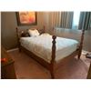 Image 1 : Queen Size Bed 58W x 80T x 47H, Box Spring, Pillows, Wood Headboard/Footboard and Bedding
