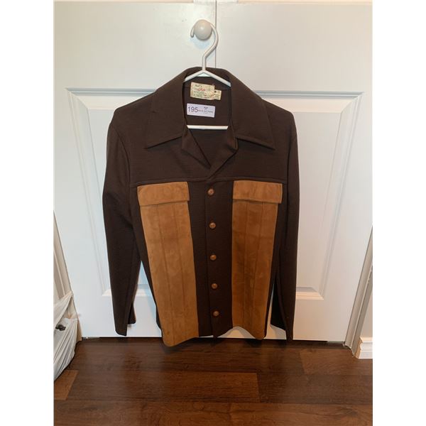 Vintage Mens Sweater - Virgin Wool and Suede Size Medium