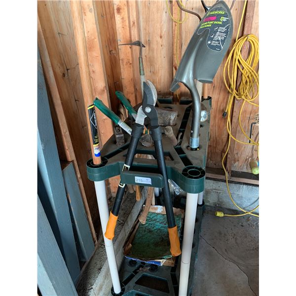 Assorted Garden Tools and Shelf