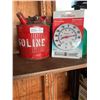 Image 1 : Vintage Gas Can and Indoor/Outdoor Thermometer
