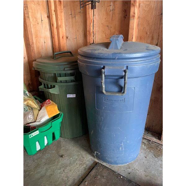 Assortment of Garbage Cans and Lids
