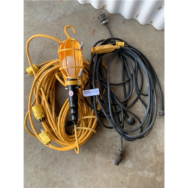 Assortment of Extension Cords and Work Light