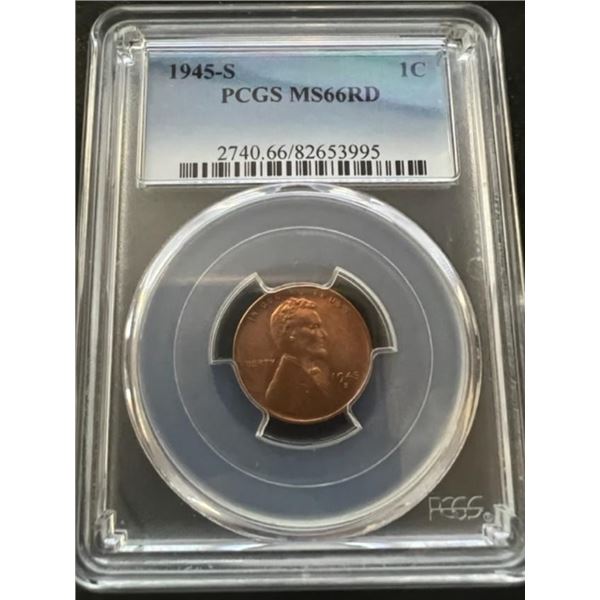 1945 S Lincoln Wheat Cent Penny PCGS MS 66 RD