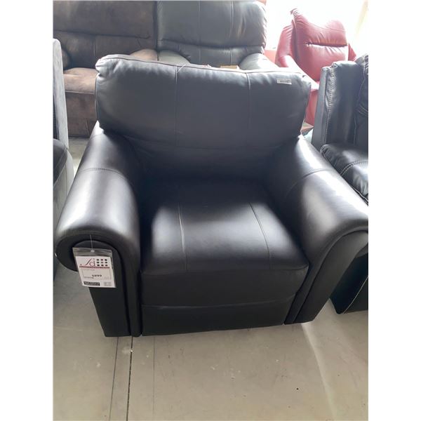 Single Brown stitched Leather Side Chair