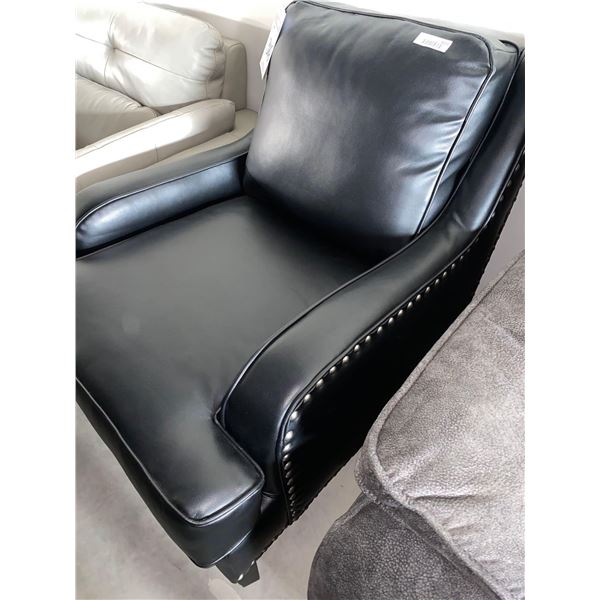Single Black Studded Leather Occassional Chair