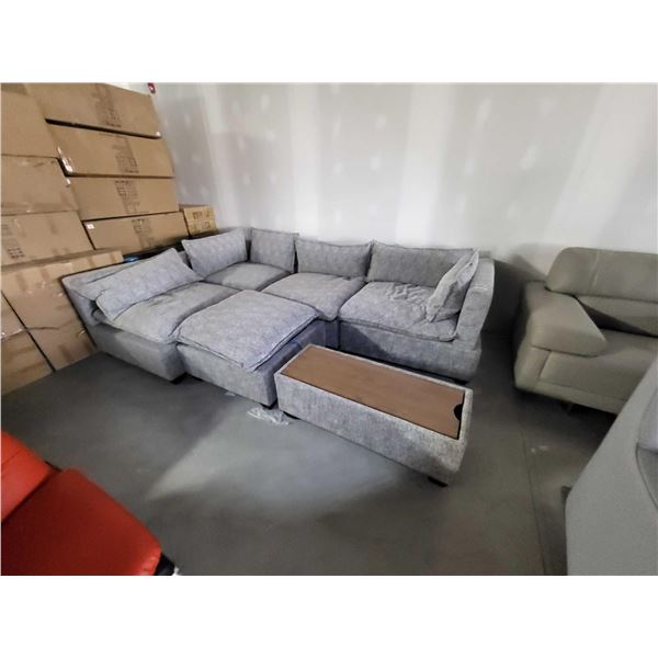 NEW L Shaped Sectional Sofa Set With Ottoman and Storage Console ( 6 pcs modular set)